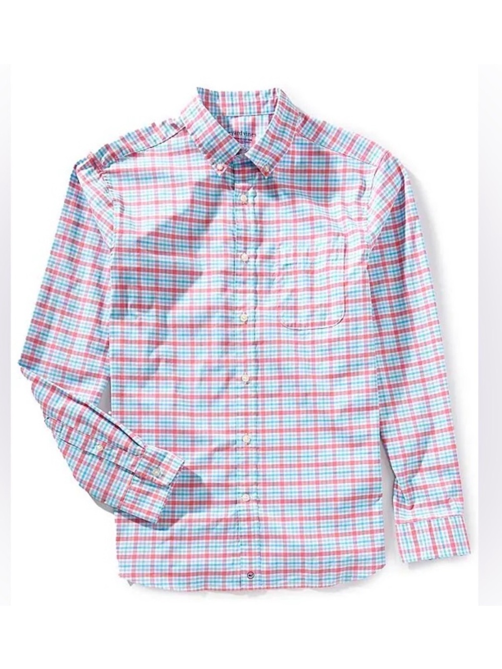 Vineyard Vines Murray Classic Fit Plaid Button Down Shirt Men’s L Blue Pink